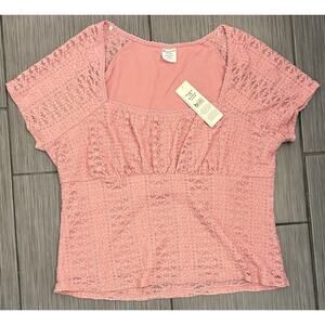 No Boundaries Women’s Pink Lace Milkmaid Short Sleeve Top Size XXL Coquette